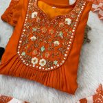DESIGNER VISCOSE MUSLIN SILK EMBROIDERY WORK GOWN BOTTOM WITH DUPATTA FESTIVE WEAR WHOLESALE PRICE ETHNIC GARMENT (2)