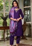 DESIGNER VISCOSE RAYON EMBROIDERY WORK TOP BOTTOM WITH DUPATTA PURPLE