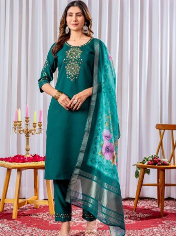 DESIGNER VISCOSE SILK MULTI EMBROIDERY THREAD, WITH HAND WORK TOP BOTTOM WITH DUPATTA RAMA