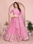 FABULOUS GEORGETTE EMBROIDERY WORK LEHENGA CHOLI WITH DUPATTA BABY PINK