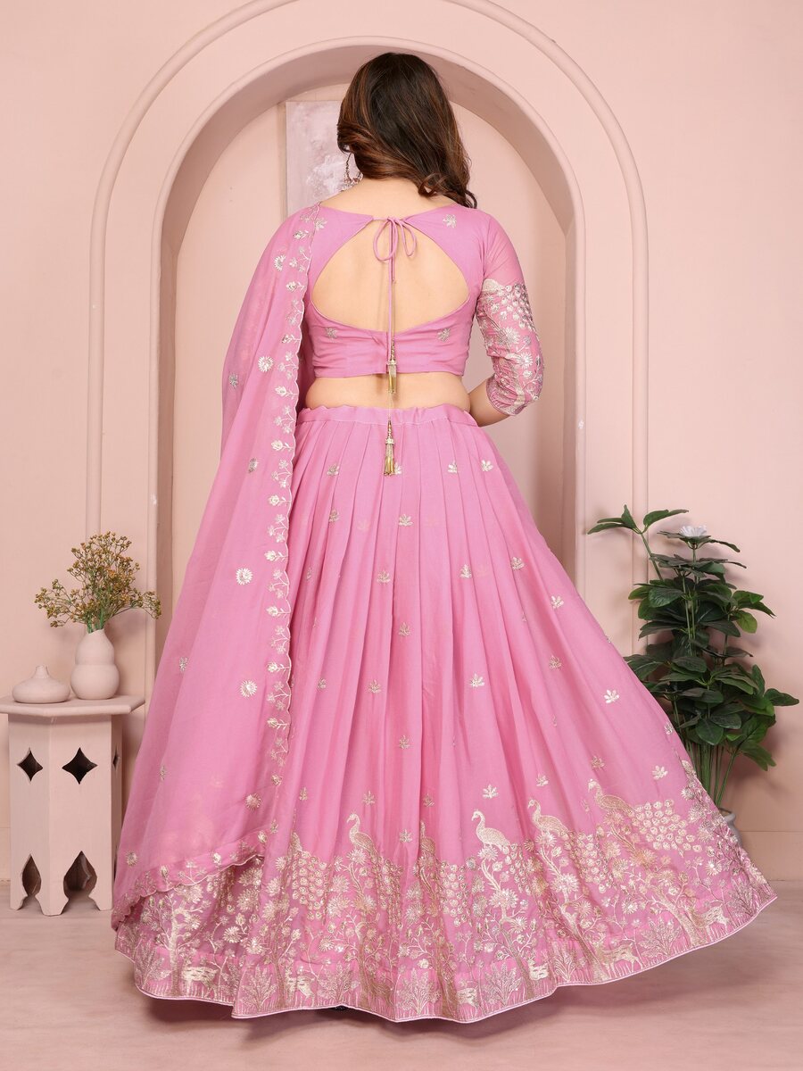 FABULOUS GEORGETTE EMBROIDERY WORK LEHENGA CHOLI WITH DUPATTA WEDDING WEAR WHOLESALE PRICE ETHNIC GARMENT (20)
