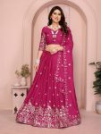 FABULOUS GEORGETTE EMBROIDERY WORK LEHENGA CHOLI WITH DUPATTA PINK