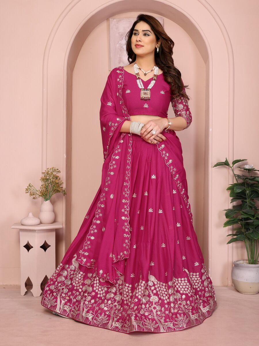 FABULOUS GEORGETTE EMBROIDERY WORK LEHENGA CHOLI WITH DUPATTA WEDDING WEAR WHOLESALE PRICE ETHNIC GARMENT (5)