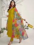 FABULOUS ROMAN PLAIN WORK ANARKALI GOWN BOTTOM WITH DIGITAL PRINTED DUPATTA FESTIVE WEAR WHOLESALE PRICE ETHNIC GARMENT (4)