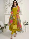 FABULOUS ROMAN PLAIN WORK ANARKALI GOWN BOTTOM WITH DIGITAL PRINTED DUPATTA FESTIVE WEAR WHOLESALE PRICE ETHNIC GARMENT (4)