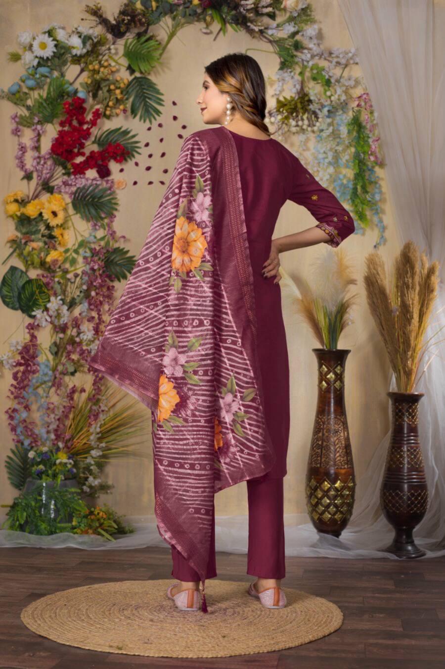 FABULOUS VISCOSE ROMAN SILK MULTI EMBROIDERY THREAD, WITH HAND WORK TOP BOTTOM WITH DUPATTA FESTIVAL WEAR WHOLESALE PRICE ETHNIC GARMENT (6)