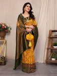 FANCY BANARASI SILK WEAVING WORK SAREE WITH UNSTITCHED BLOUSE FESTIVE WEAR WHOLESALE PRICE ETHNIC GARMENT (11)