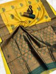 FANCY BANARASI SILK WEAVING WORK SAREE WITH UNSTITCHED BLOUSE WEDDING WEAR WHOLESALE PRICE ETHNIC GARMENT (15)