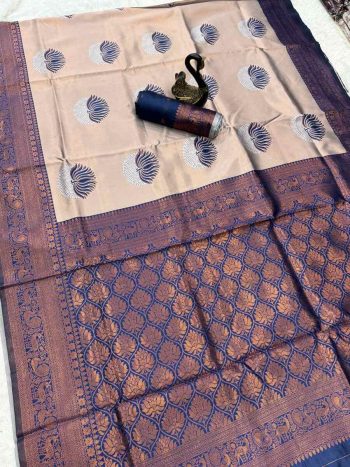 FANCY BANARASI SILK WEAVING WORK SAREE WITH UNSTITCHED BLOUSE PURPLE