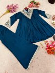 FANCY CHINON EMBROIDERY SEQUENCE WORK TOP PALAZZO WITH DUPATTA PARTY WEAR WHOLESALE PRICE ETHNIC GARMENT (3)