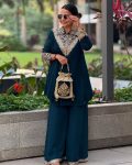 FANCY CHINON EMBROIDERY SEQUENCE WORK TOP PALAZZO WITH DUPATTA PARTY WEAR WHOLESALE PRICE ETHNIC GARMENT (3)