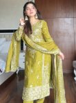 FANCY CHINON SEQUENCE EMBROIDERY WORK TOP BOTTOM WITH DUPATTA FESTIVE WEAR WHOLESALE PRICE ETHNIC GARMENT (5)