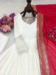 FANCY CHINON SILK EMBROIDERY SEQUENCE WORK GOWN BOTTOM WITH DUPATTA FESTIVE WEAR WHOLESALE PRICE ETHNIC GARMENT (7)