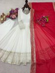 FANCY CHINON SILK EMBROIDERY SEQUENCE WORK GOWN BOTTOM WITH DUPATTA FESTIVE WEAR WHOLESALE PRICE ETHNIC GARMENT (7)