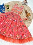FANCY CHINON SILK EMBROIDERY SEQUENCE WORK WITH SOFT PRINTED WORK KID’S LEHENGA CHOLI PARTY WEAR WHOLESALE PRICE ETHNIC GARMENT (3)