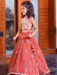 FANCY CHINON SILK EMBROIDERY SEQUENCE WORK WITH SOFT PRINTED WORK KID’S LEHENGA CHOLI PARTY WEAR WHOLESALE PRICE ETHNIC GARMENT (3)