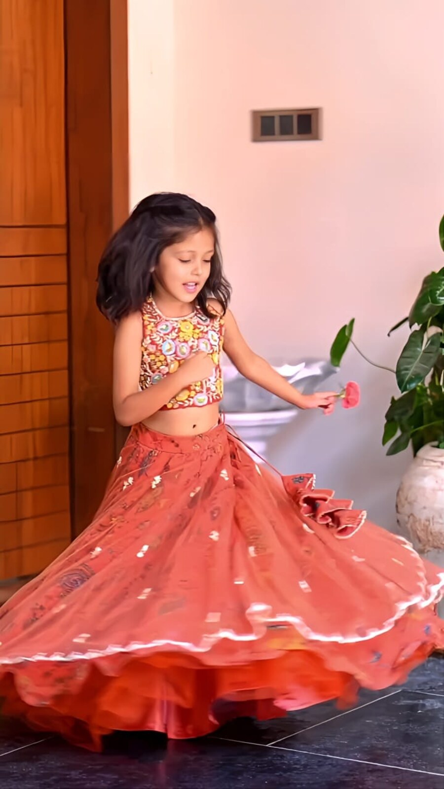 FANCY CHINON SILK EMBROIDERY SEQUENCE WORK WITH SOFT PRINTED WORK KID'S LEHENGA CHOLI PARTY WEAR WHOLESALE PRICE ETHNIC GARMENT (6)