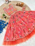 FANCY CHINON SILK EMBROIDERY SEQUENCE WORK WITH SOFT PRINTED WORK KID’S LEHENGA CHOLI PARTY WEAR WHOLESALE PRICE ETHNIC GARMENT (3)