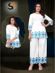 FANCY COTTON EMBROIDERY WORK CO-ORD SET SKY