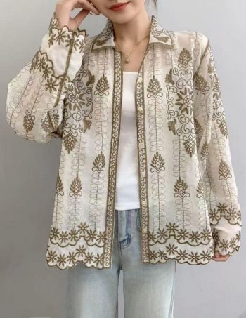 FANCY COTTON EMBROIDERY WORK TOP CHIKU