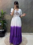 FANCY COTTON PADDING MULTI COLOR HANDWORK ONE PIECE PURPLE
