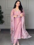 FANCY CREPE EMBROIDERY SEQUENCE WORK TOP BOTTOM WITH DUPATTA PINK