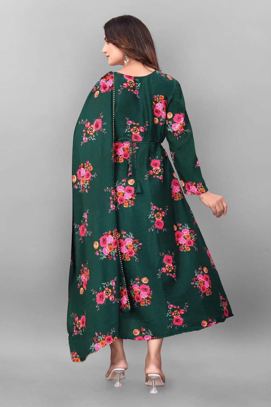 FANCY DELTA COTTON FLORAL PRINT WORK ANARKALI GOWN WITH DUPATTA SET FESTIVE WEAR WHOLESALE PRICE ETHNIC GARMENT (6)