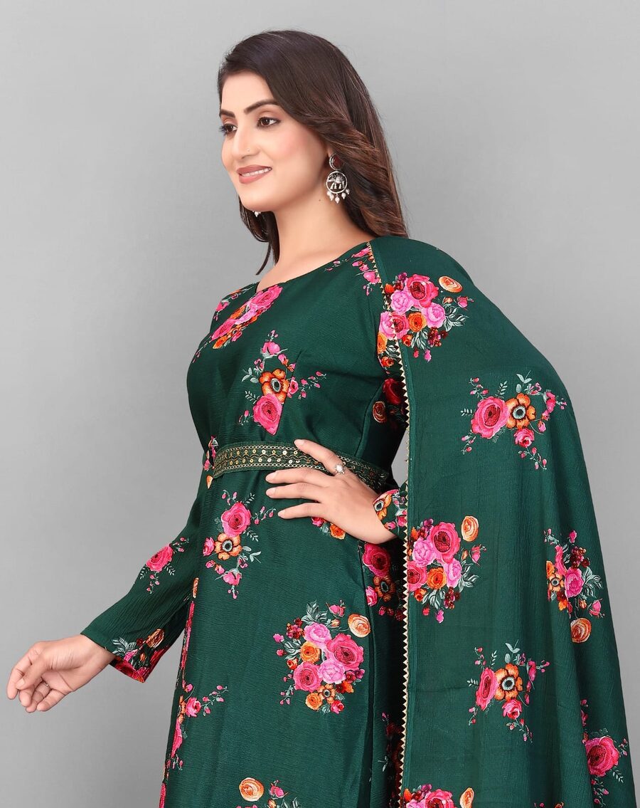 FANCY DELTA COTTON FLORAL PRINT WORK ANARKALI GOWN WITH DUPATTA SET FESTIVE WEAR WHOLESALE PRICE ETHNIC GARMENT (8)