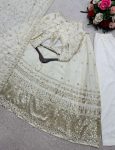 FANCY DOLA SILK EMBROIDERY SEQUENCE WORK GOWN BOTTOM WITH DUPATTA WEDDING WEAR WHOLESALE PRICE ETHNIC GARMENT (4)