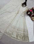 FANCY DOLA SILK EMBROIDERY SEQUENCE WORK GOWN BOTTOM WITH DUPATTA WEDDING WEAR WHOLESALE PRICE ETHNIC GARMENT (4)