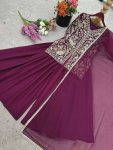 FANCY FAUX GEORGETTE EMBROIDERY SEQUENCE WORK TOP PALAZZO WITH DUPATTA FESTIVE WEAR WHOLESALE PRICE ETHNIC GARMENT (1)-Photoroom
