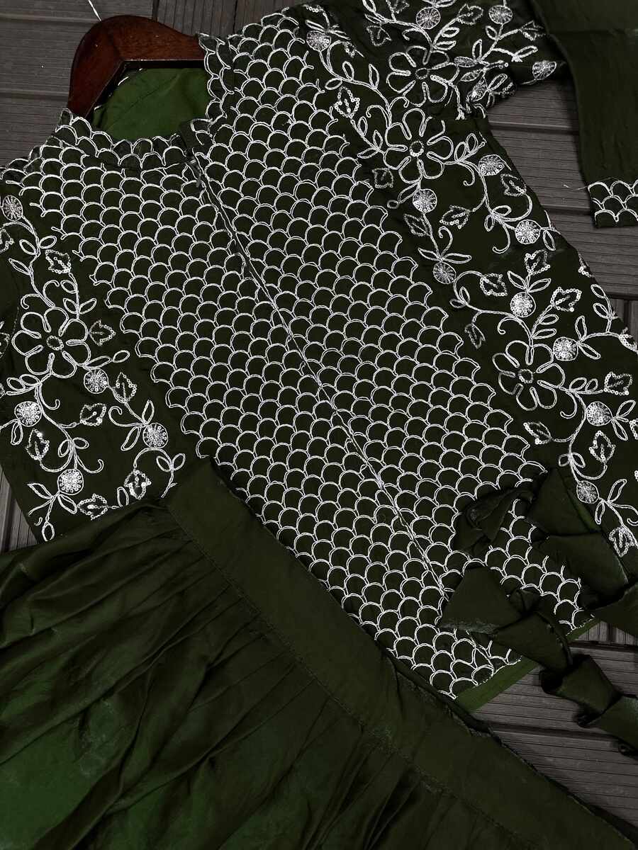 FANCY FENDY SATIN EMBROIDERY CODING WORK TOP LEHENGA WITH DUPATTA PARTY WEAR WHOLESALE PRICE ETHNIC GARMENT (4)