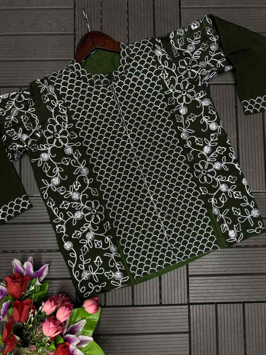 FANCY FENDY SATIN EMBROIDERY CODING WORK TOP LEHENGA WITH DUPATTA PARTY WEAR WHOLESALE PRICE ETHNIC GARMENT (6)