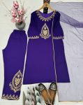 FANCY FRENCH CREPE EMBROIDERY SEQUENCE WORK TOP BOTTOM WITH DUPATTA FESTIVE WEAR WHOLESALE PRICE ETHNIC GARMENT (3)