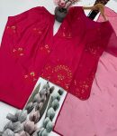 FANCY FRENCH CREPE EMBROIDERY SEQUENCE WORK TOP PATIYALA WITH DUPATTA FESTIVE WEAR WHOLESALE PRICE ETHNIC GARMENT (2)