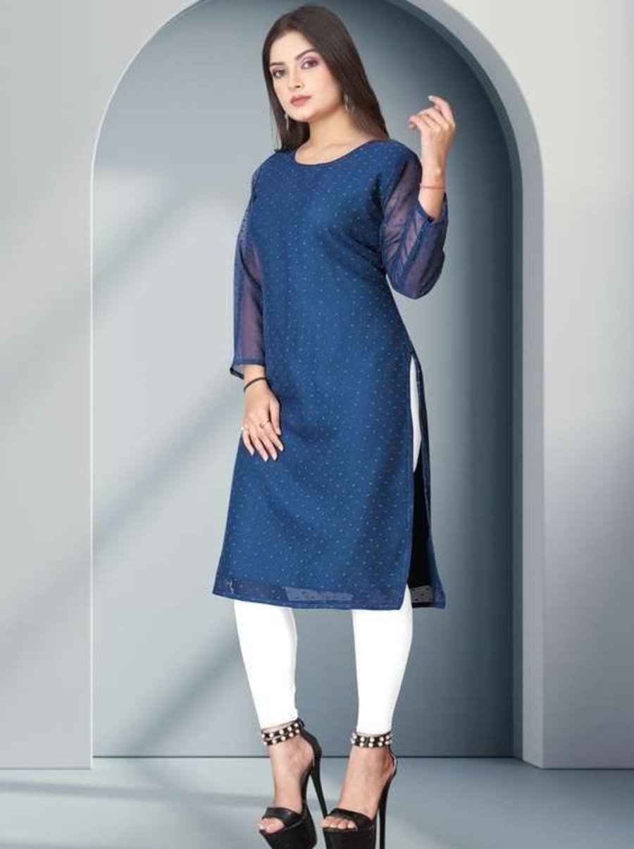 FANCY GEORGETTE 1000 BUTTI ONLY KURTI DAILY WEAR WHOLESALE PRICE ETHNIC GARMENT (15)