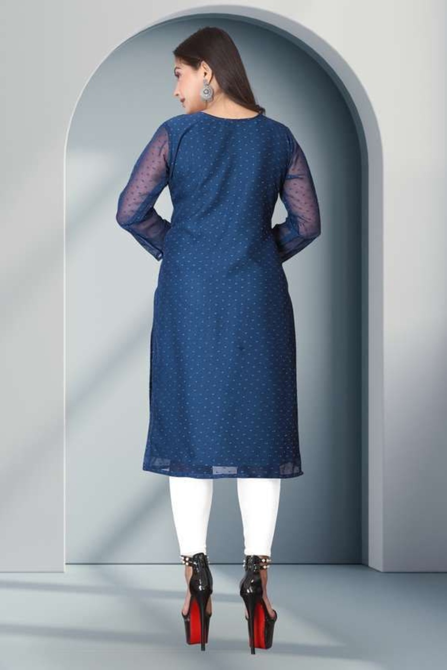 FANCY GEORGETTE 1000 BUTTI ONLY KURTI DAILY WEAR WHOLESALE PRICE ETHNIC GARMENT (16)