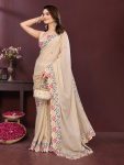 FANCY GEORGETTE EMBROIDERY CUTWORK WORK LACE BORDER WORK SAREE WITH UNSTITCHED BLOUSE WEDDING WEAR WHOLESALE PRICE ETHNIC GARMENT (2)