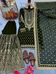 FANCY GEORGETTE EMBROIDERY SEQUENCE WITH LATKAN BORDER WORK TOP SHARARA WITH DUPATTA FESTIVE WEAR WHOLESALE PRICE ETHNIC GARMENT (4)
