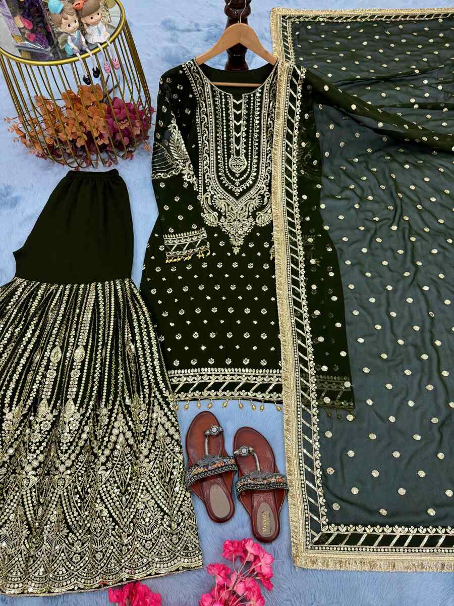 FANCY GEORGETTE EMBROIDERY SEQUENCE WITH LATKAN BORDER WORK TOP SHARARA WITH DUPATTA FESTIVE WEAR WHOLESALE PRICE ETHNIC GARMENT (6)