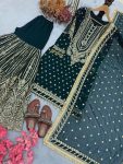FANCY GEORGETTE EMBROIDERY SEQUENCE WITH LATKAN BORDER WORK TOP SHARARA WITH DUPATTA FESTIVE WEAR WHOLESALE PRICE ETHNIC GARMENT (2)