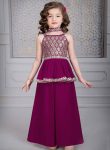 FANCY GEORGETTE EMBROIDERY WORK KID'S TOP PALAZZO WITH DUPATTA WINE