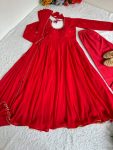 FANCY GEORGETTE HAND MIRROR EMBROIDERY WORK ANARKALI GOWN BOTTOM WITH DUPATTA FESTIVE WEAR WHOLESALE PRICE ETHNIC GARMENT (8)