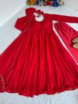 FANCY GEORGETTE HAND MIRROR EMBROIDERY WORK ANARKALI GOWN BOTTOM WITH DUPATTA FESTIVE WEAR WHOLESALE PRICE ETHNIC GARMENT (8)