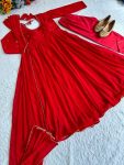 FANCY GEORGETTE HAND MIRROR EMBROIDERY WORK ANARKALI GOWN BOTTOM WITH DUPATTA FESTIVE WEAR WHOLESALE PRICE ETHNIC GARMENT (8)