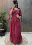 FANCY GEORGETTE HAND WORK ONE PIECE PINK