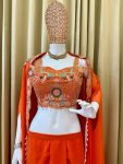 FANCY GEORGETTE PLAIN DRAPE SKIRT AND EMBROIDERY WORK STITCHED BLOUSE AND SHRUG PARTY WEAR WHOLESALE PRICE ETHNIC GARMENT (3)