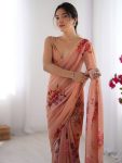 FANCY GEORGETTE PRINTED WITH MOTI LACE WORK SAREE WITH UNSTITCHED BLOUSE PARTY WEAR WHOLESALE PRICE ETHNIC GARMENT (10)