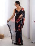 FANCY GEORGETTE PRINTED WITH MOTI LACE WORK SAREE WITH UNSTITCHED BLOUSE PARTY WEAR WHOLESALE PRICE ETHNIC GARMENT (2)