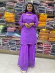 FANCY GEORGETTE SEQUENCE WORK TOP SHARARA WITH DUPATTA PURPLE